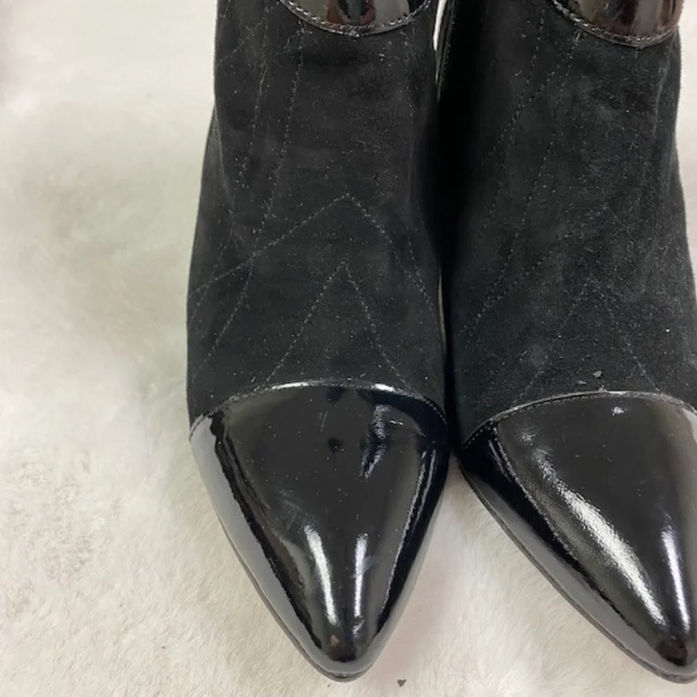 Franco Sarto‎ LAUGH Bootie Suede & Patent Leather Heels, size 8.5
